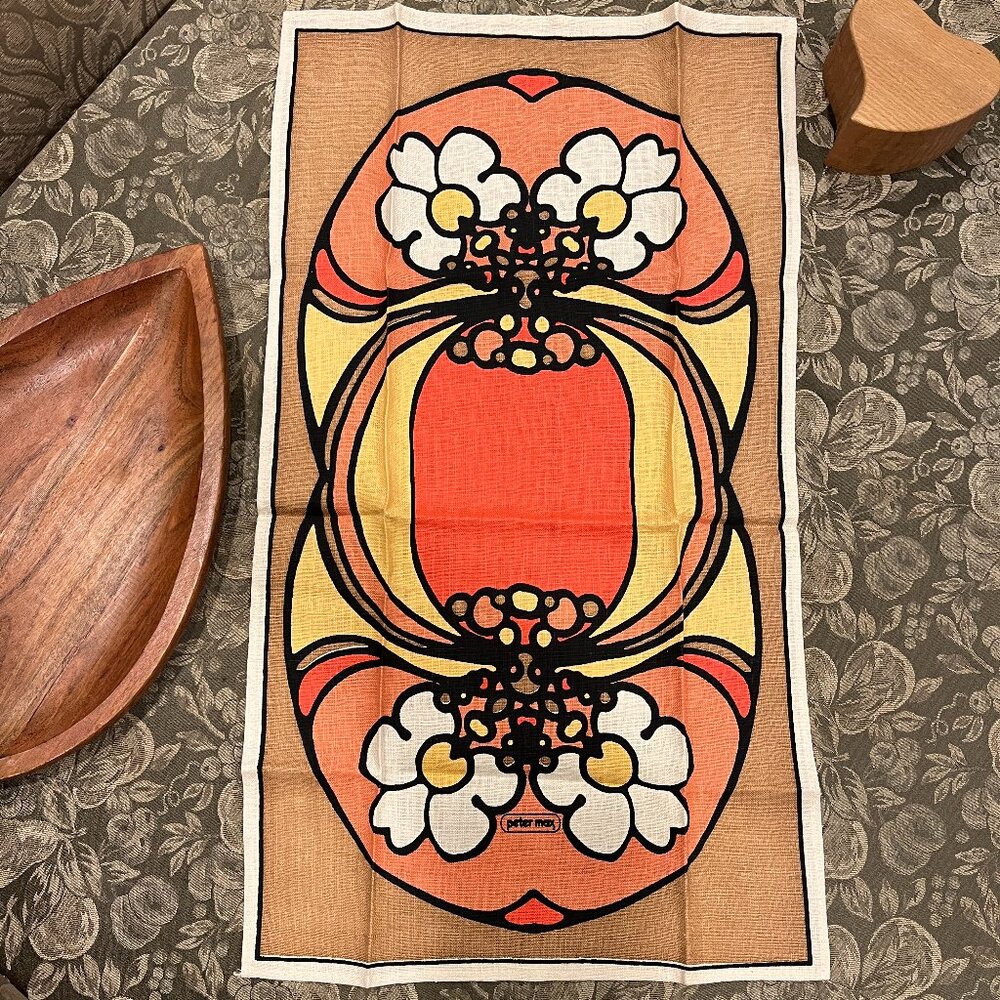 NOS VINTAGE PETER MAX ARTWORK LINEN TEA TOWEL